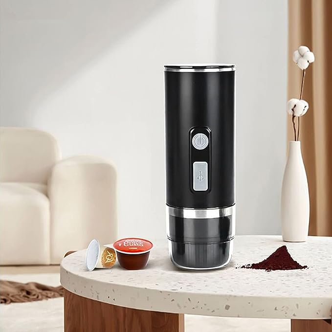 Household Car USB Portable WirelessElectric Function Coffee Machine Coffee for Coffee Powder Black