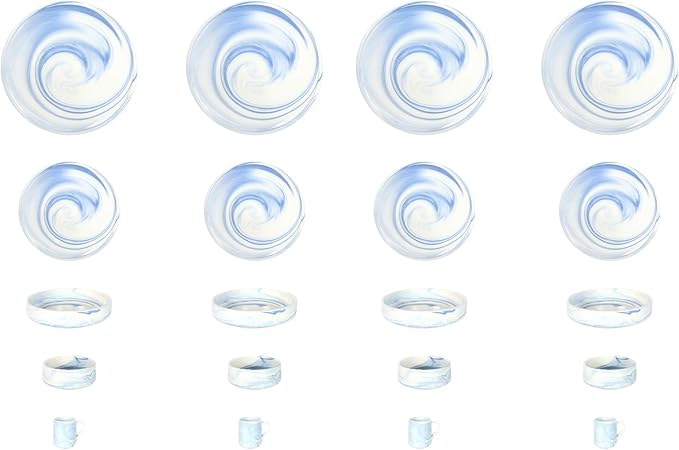 20 Piece Plates and Bowls Sets Fine China Artisan Marbled Dinner Set for 4 Dishwasher Safe Dinnerware Set Scratch Resistant Blue