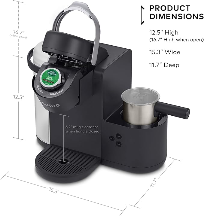 Keurig K-Cafe Single-Serve K-Cup Coffee Maker Latte Maker and Cappuccino Maker Comes with Dishwasher Safe Milk Frother Coffee Shot Capability Compatible with all Keurig K-Cup Pods Dark Charcoal
