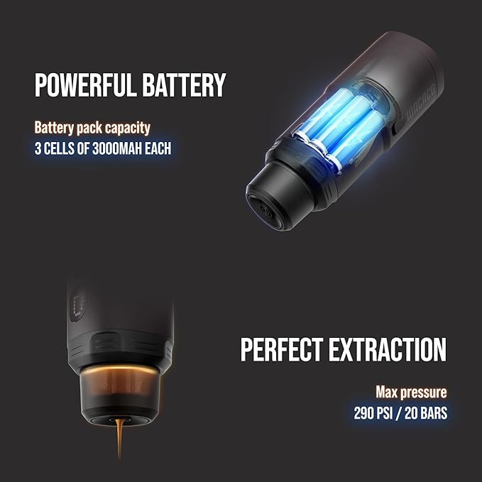 WACACO PIXAPRESSO Coffee Machine Electric &amp Portable With 4 Coffee Types &amp Fast Heat-Up 3 * 3000mAh Battery 20 Bar Portable Espresso Maker For Ground Coffee &amp NS Capsule Dark Burgundy