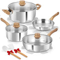 KOCH SYSTEME CS Stainless Steel Pots and Pans Set Professional 18/10 Cookware Set Pots and Pans Set 12PCS with Cool-Touch Bakelite Handles Tri-ply Base Kitchen Cookware Sets Induction Compatible