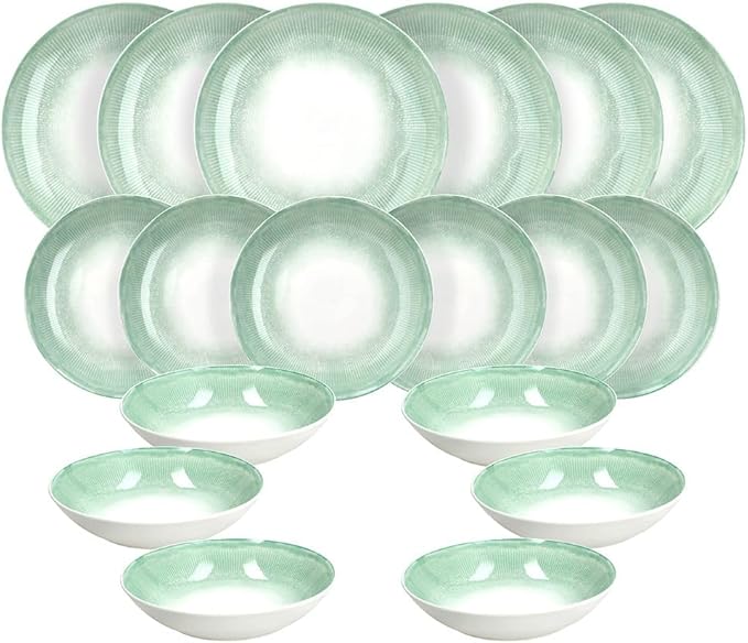 Moon Grass 18-Piece Porcelain Dinner Plates Dinnerware Set for 6 People