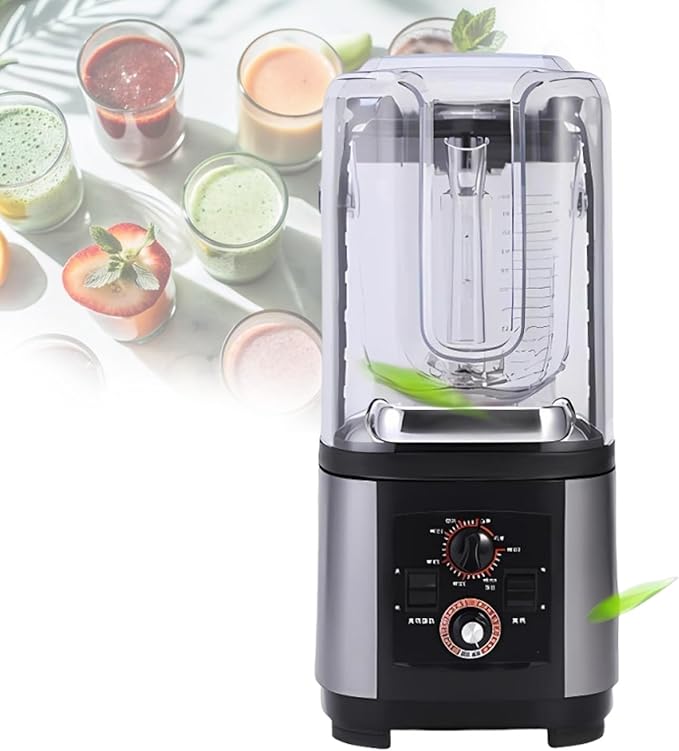 Soundproof 2200W Commercial Blender with 2L Jar FastIce Crushing Quiet Operation Self Cleaning Heavy Duty Smoothie Maker