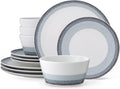 Noritake Colorscapes Layers Ash 12-Piece Coupe Dinnerware Set Service for 4