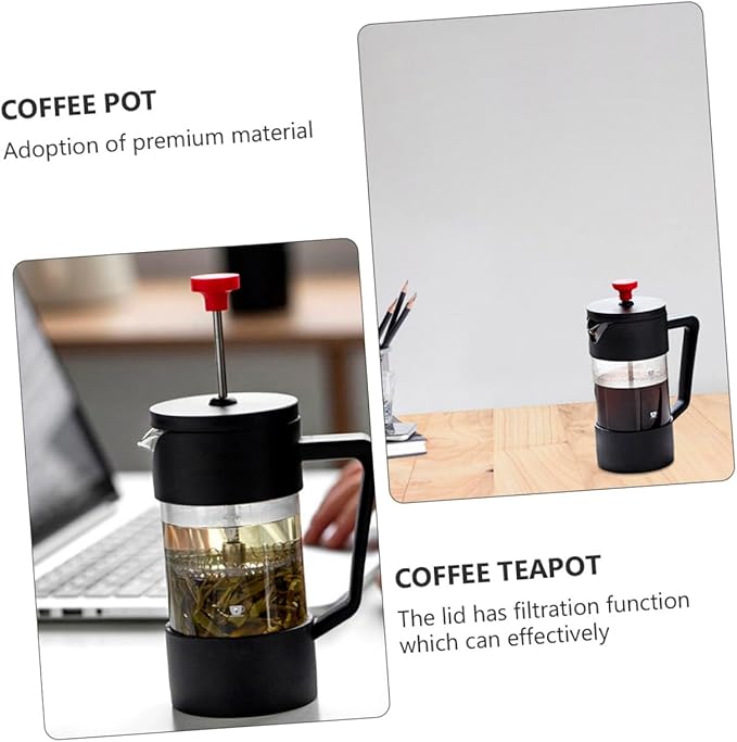 Heat-resistant Glass Manual Coffee Maker 350ml with Stainless Steel Filter Borosilicate Teapot for Home and Travel Brewing