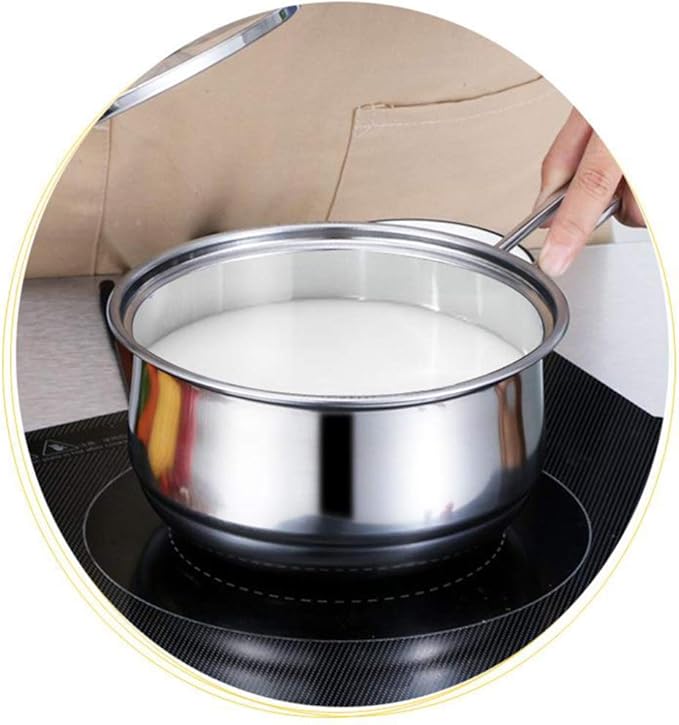 Cooking Pot Stainless Steel Saucepan Set Professional Grade Kitchen Cookware with Tempered Glass Lids and Silicone Handles 3 Piece (Allstainlesssteel)