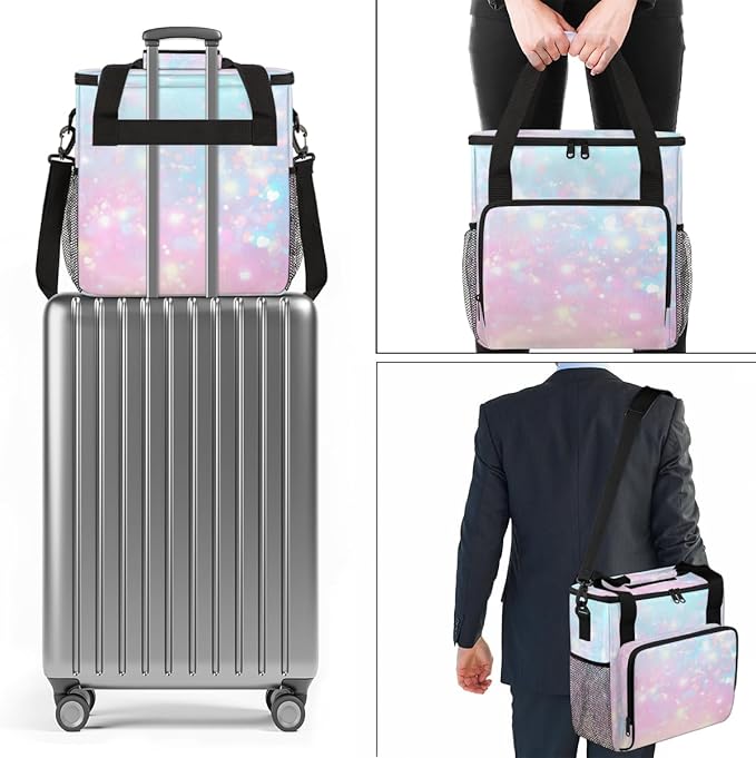 Glitter Coffee Maker Carrying Bag Pink Sequin Portable Travel Storage Tote Bag Compatible with K-Mini or K-Mini Plus Single Serve Coffee Brewer Carrying Case with Multiple Pockets &amp Shoulder Str