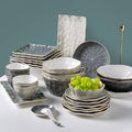 Kitchen Dinnerware Set Plates Set Dishes Set Break Resistant Dishes Plates and Bowls | 33 Pcs Retro Ceramic Phnom Penh Tableware for Family Gathering and Gift Colorfu