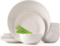 Dinnerware Sets Fine Porcelain Dinnerware Sets Plates and Bowls Sets Dishes 12-Piece Service for 4 Soft White