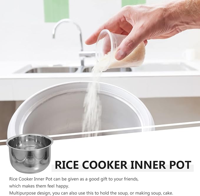 Rice Cooker Inner Cooking Pot Stainless Steel Rice Cooker Liner Non-stick Household Container Interior Accessory for Kitchen 3L