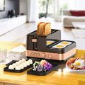 TOPCHANCES Multi-functional Electric Breakfast Sandwich Maker Toast Maker 2 -slice Bread Toaster Egg Boil Steamed and Fried for Space Saving