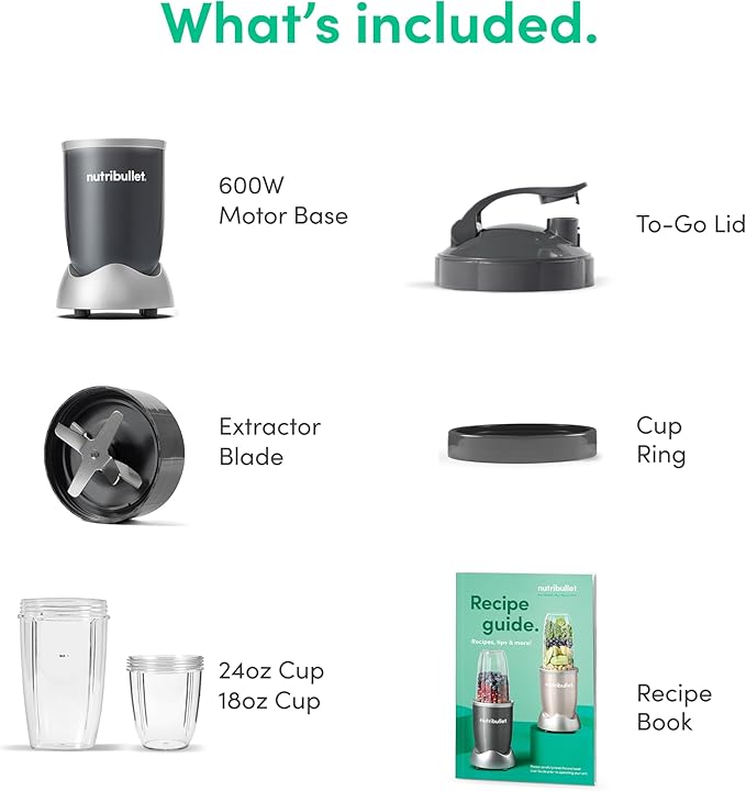 nutribullet Personal Blender for ShakesSmoothiesFood Prepand Frozen Blending24 Ounces600 WattGray(NBR-0601)(Pack of 2)