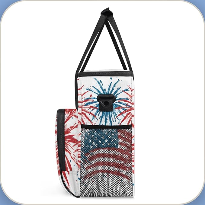 4th of JulyFirecrackers Coffee Maker Carrying Bag Travel Storage Bag Compatible with K-Mini or K-Mini Plus Single Serve Coffee Brewer Carrying Case with Multiple Pockets &amp Shoulder Strap