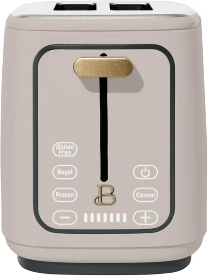 2 Slice Digital Toaster with Touch Control Panel Adjustable Toast Shade Settings Wide Bread Openings Bagel &amp Frozen Modes Removable Crumb Tray (Porcini Taupe)