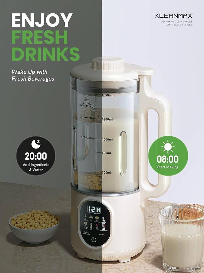 Upgraded 55oz Nut Milk Maker Machine (Extra Large)10-in-1 Automatic Soy Milk Maker with 20 Blades Homemade Plant-Based Oat Almond Milk Maker with Auto Clean/DelayStart/BoilWater/Keep Warm5-6 Cups