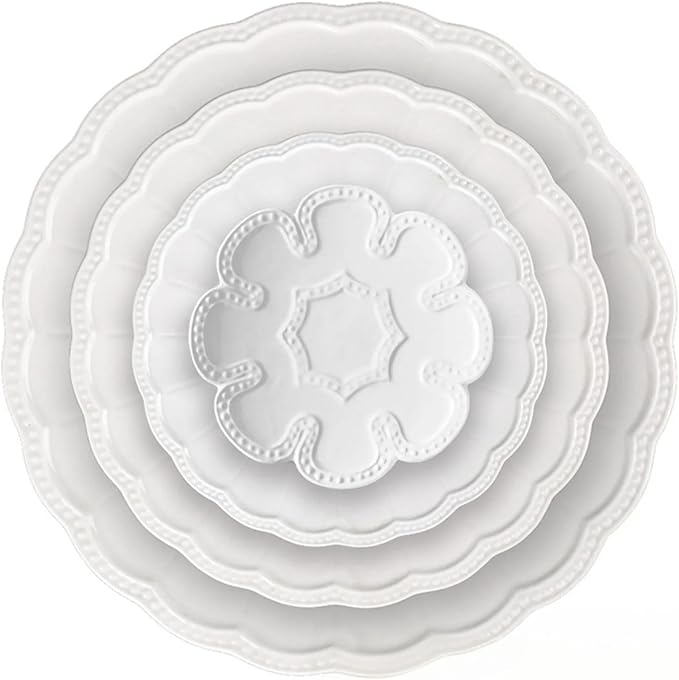 Pure white minimalist style Bone China Dinnerware Sets Service for 2Delicate Steak Dinner Plates Dish Setinclude 12 inch 10.5 inch 8 inch 6.5 inch plate