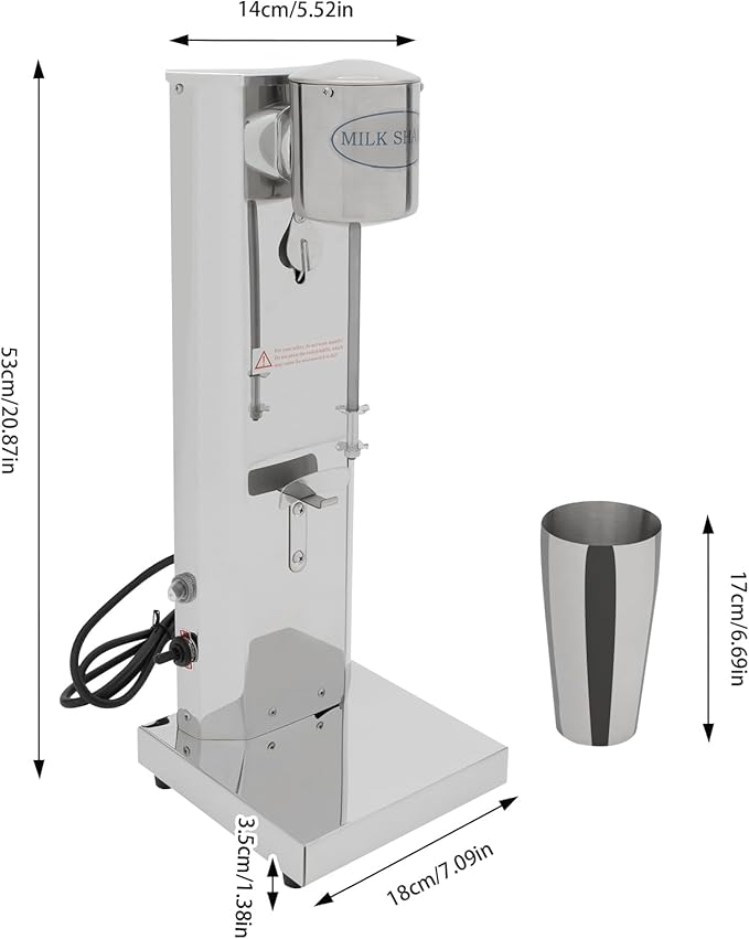 Electric Milkshake Maker 180W Commercial Milkshake Machine with 22 Oz Stainless Steel Cup &amp Non-Slip Feet 2-Speed Household Electric Blender for Milk Tea Stores