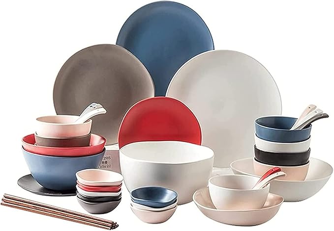 Dinnerware Set Family Dinner Service Set42 Pieces-Porcelain Dinnerware SetService for 6/8 Modern Kitchen Dinnerware SetInclude Plates Bowl Sets-