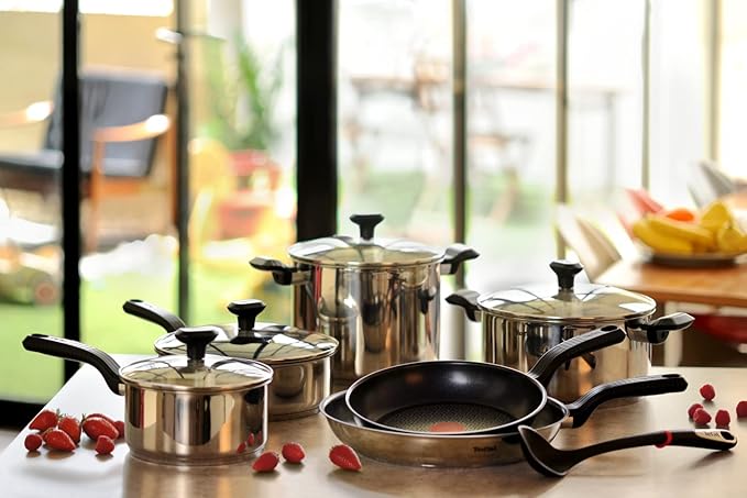 Tefal C973S344 Comfort Max Stainless Steel Saucepan Set 3 Pieces - Silver