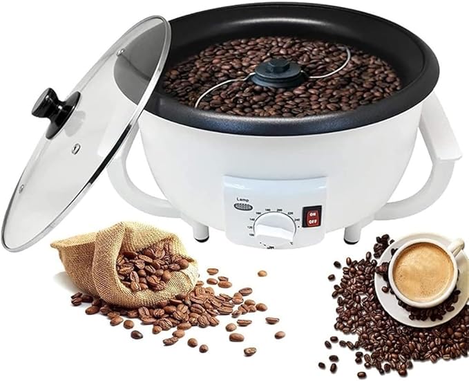 Electric Beans Baking Machine Coffee Roaster Machine 1200W Household Coffee Beans Roasting Machine 0-240°C Adjustable Temperature Heat Evenly 800g Capacity