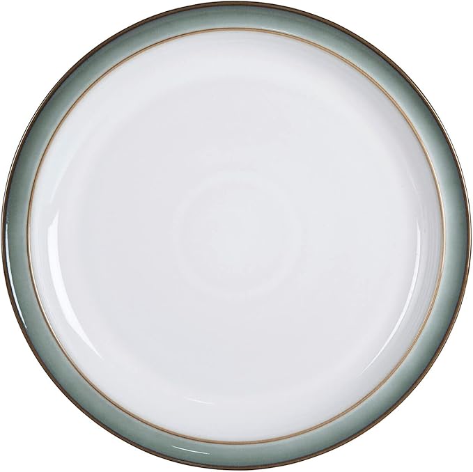 Denby - Regency Green Dinner Plates Set of 4 - Dishwasher Microwave Safe Crockery 26.5cm - Green White Ceramic Stoneware Tableware - Chip &amp Crack Resistant Large Plates