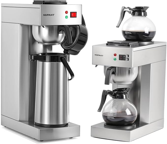 Commercial Drip Coffee maker set 1.8L/12 Cup Coffee Maker with 2 Carafes 2 Warmers &amp 2.2L Airpot Coffee Maker with 24H Insulated Thermal Carafe Stainless Steel for reasturant and Coffee Bar use