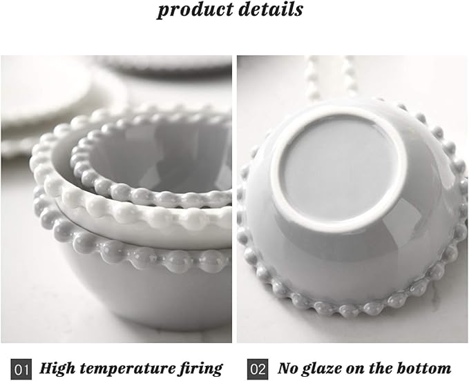 Ceramics Dinner Sets22 Pieces Creativity Pearl Edge Porcelain Dinnerware Set|Steak Plate and Cereal Bowl for Family Gathering and Wedding Gifts
