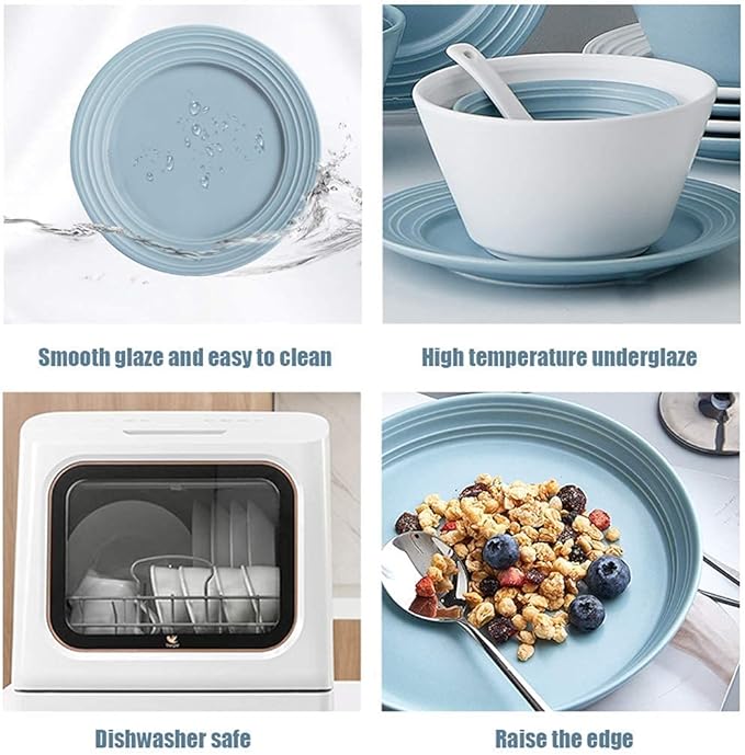 Stylish Dinner PlatesCeramics Dinner Sets 56 Pieces Nordic Style Series Porcelain Dinnerware Combination Set | Plates and Cereals Bowls Sets for Wedding Gifts and Famil