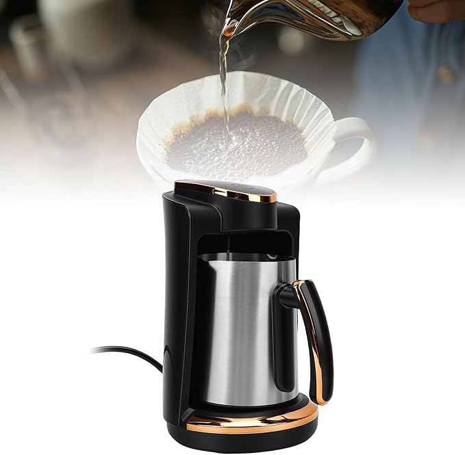 Yosoo Single Cup Turkish Coffee Machine 550W Design Compact Portable Turkish Coffee Maker with 250ML Capacity Intense Flavor Quick Heating for Home Office Traveling Camping (US Plug 110V)