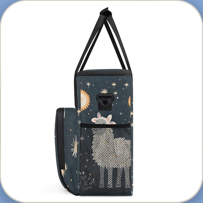 Cute Sheep Coffee Maker Carrying Bag Night Flowers Travel Storage Bag Compatible with K-Mini or K-Mini Plus Single Serve Coffee Brewer Carrying Case with Multiple Pockets &amp Shoulder Strap