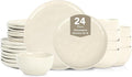 Stone Lain Mirella 24-Piece Dinnerware Set Stoneware Plates and Bowls set Microwave and Dishwasher Safe Dish Set for 8 Beige