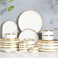 Dinnerware Set Dinner Party Tableware Service Set Dinnerware Sets Service for 2/4/6 Kitchen Plates and Bowls Sets White Luxury Bone China Tableware Nordic Gold Porcela26pcs