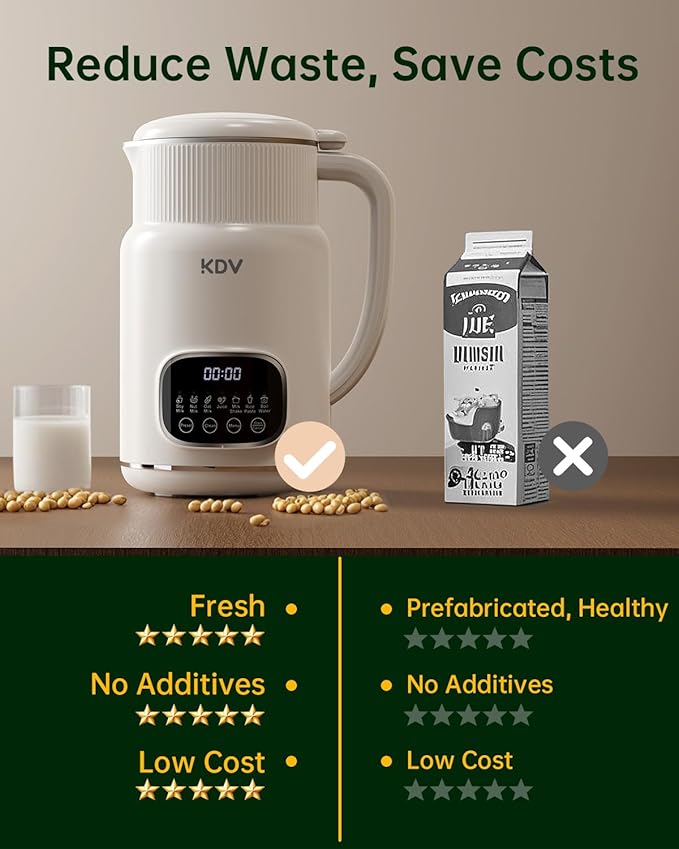 KDV 8-in-1 Nut Milk Maker 32oz Automatic Plant Milk Machine with Delay Start Soy Almond Oat Milk Stainless Steel Blender