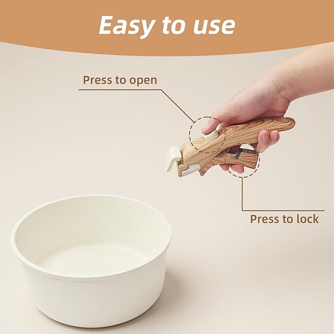Removable Handle Pots and Pans Handles Replacement Detachable Wood-Like Handles for Cookware Compatible with Thin Edge Cookware