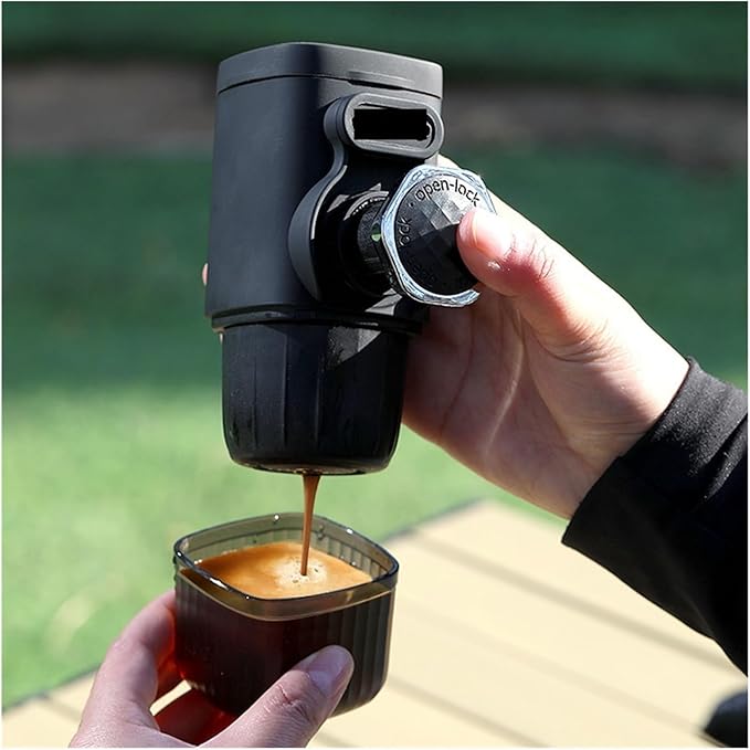 Portable Espresso Maker - 2 in 1 Manual Travel Coffee Machine for Camping Picnics and Hiking(C)