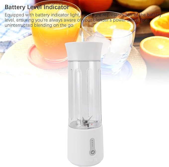 Yoidesu Small Electric Blender 6 Blades 500ml Portable Smoothie Maker Cup with Battery Indicator Light for Travel Outdoor and Camping