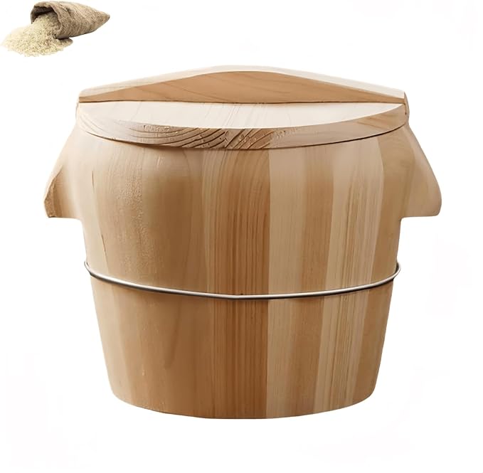 1 Set of Steaming Rice Barrel Handmade Rice Barrel Steaming Rice Barrel with Lid Wooden Storage Barrel Sushi Rice Bread Container Suitable for Home Kitchen Restaurant