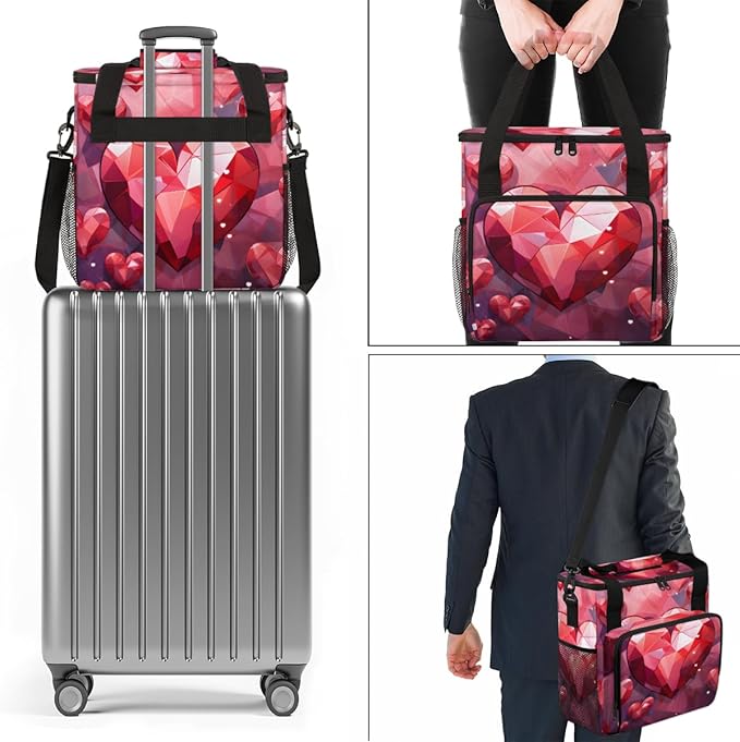 Diamond Heart Coffee Maker Carrying Bag Portable Travel Storage Tote Bag Compatible with K-Mini or K-Mini Plus Single Serve Coffee Brewer Carrying Case with Multiple Pockets &amp Shoulder Strap