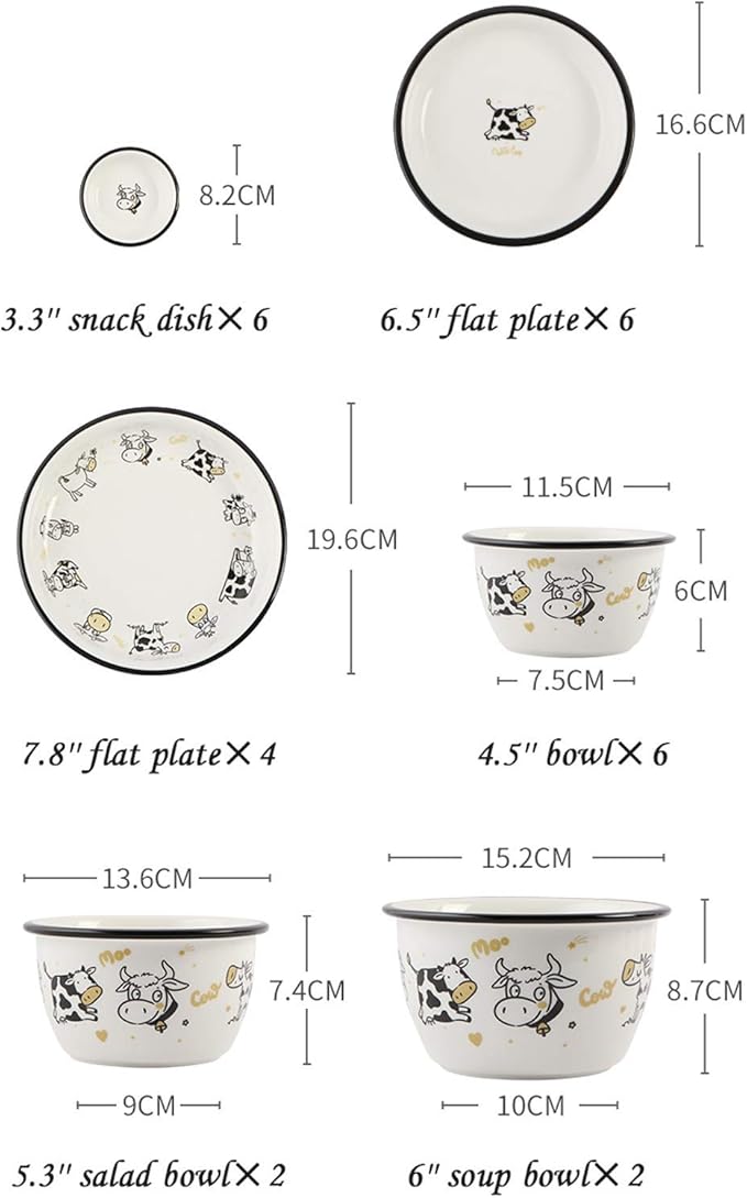 Dinner SetCeramics Dinnerware Set 26 Pieces Retro Series Plates and Cereal Bowl Sets Strengthen Porcelain