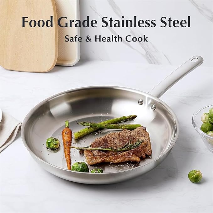 Stainless Steel Cookware Set 10Pcs All Stoves Compatible Stainless Steel Saucepan Stockpot and Frying PanWhite10 Pc