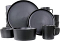 Luxmatte 20-Piece Stoneware Dinnerware Set – Modern Matte Finish Dish Set for 4 Microwave &amp Dishwasher Safe – Includes Dinner Plates Salad Plates Bowls and Mugs in Four Colors (Black)