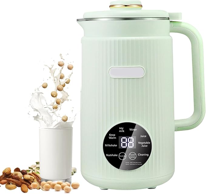 Electric Nut Milk Frother Maker Machine 50oz (1.5L) Portable Soy Milk Blender with Delay Start/Keep Warm/Clean Green