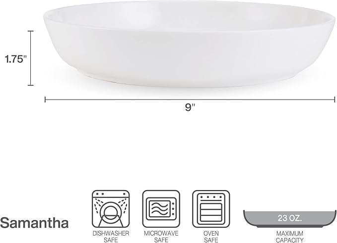 Mikasa Samantha Bone China Lightweight Chip Resistant Set of 4 Pasta Bowls Set 9 Inch