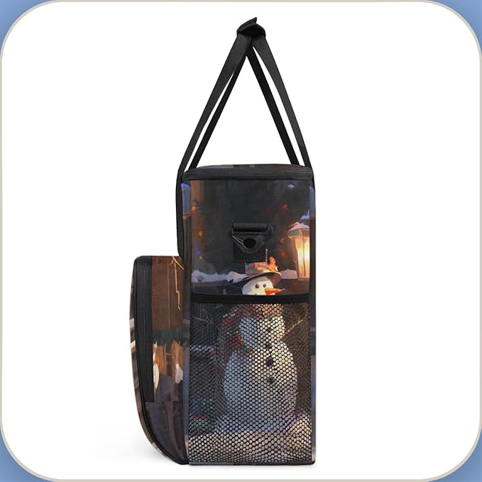 Xmas Snowman Coffee Maker Carrying Bag Glitter Snowman Travel Storage Bag Compatible with K-Mini or K-Mini Plus Single Serve Coffee Brewer Carrying Case with Multiple Pockets &amp Shoulder Strap