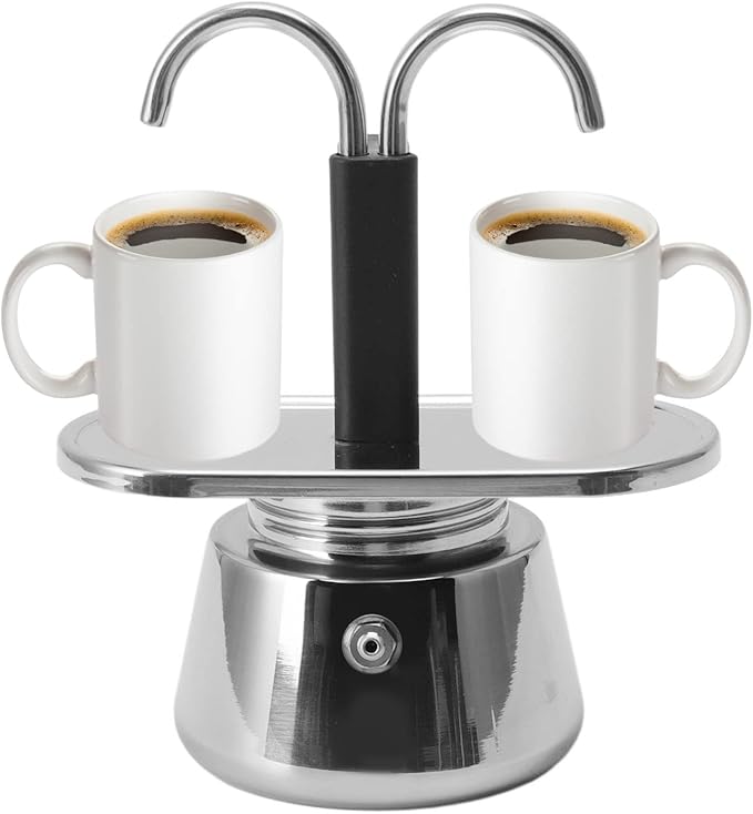 GOWENIC 2 Cup Stovetop Espresso Maker Pot Classic Italian Coffee Maker Espresso Maker Stovetop 100ML Double Stainless Steel DIY Conduit Coffee Pot