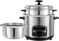 THEGA Rice Cookers (2-6L) Portable Rice Cooker Stainless Steel Inner Pot with Steamer Warm Functions 201 Stainless Steel Liner with Spatula and Measuring Cup for 1-11 People(3L)