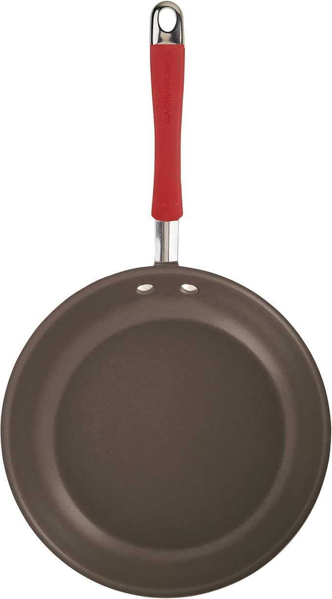 Rachael Ray - 87630 Rachael Ray Cucina Hard Anodized Nonstick Cookware Pots and Pans Set 12 Piece Gray with Red Handles