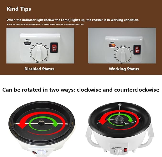 Multifunctional Coffee Bean Burner 1200W Electric Coffee Maker - With Temperature Adjustable From 0-240°C Even Heat Baking Coffee Beans Tea Sesame
