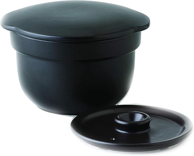 Nishinihon Pottery Rice Pot Black 43.3 fl oz (1100 ml) Arita Ware Hitsu Rice