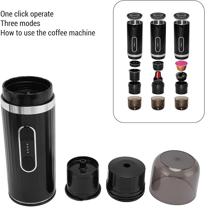 Fabater Portable Coffee Machine Mini Rechargeable Electric Coffee Maker for Travel Camping Office Compatible with Capsule and Ground Travel Maker for Camping Hiking
